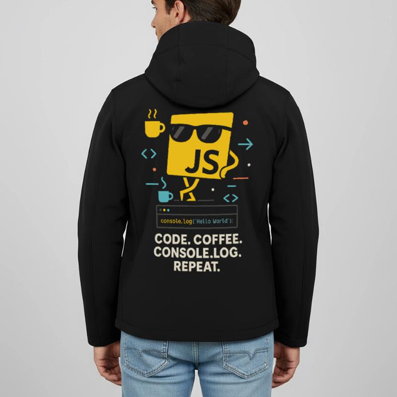 Code Coffee Console.log Repeat JavaScript Program Men’s Recycled Softshell Jacket by Stanley/Stella