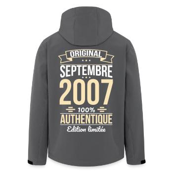 18th Birthday - Original - September 2007 - Men’s Recycled Softshell Jacket by Stanley/Stella - black - Back - AI Model Male 185 light (185cm)