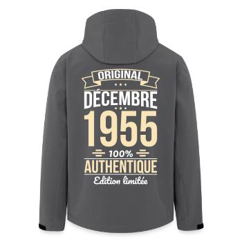 Anniversaire 70 ans - Original - Décembre 1955 - Veste softshell homme en polyester recyclé Stanley/Stella - noir - Dos - AI Model Male 185 light (185cm)