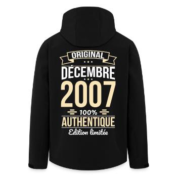 Anniversaire 18 ans - Original - Décembre 2007 - Veste softshell homme en polyester recyclé Stanley/Stella - noir - Dos - AI Model Male 185 light (185cm)