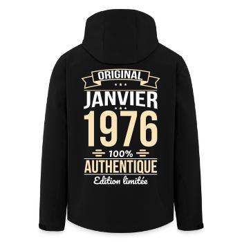 Anniversaire 50 ans - Original - Janvier 1976 - Veste softshell homme en polyester recyclé Stanley/Stella - noir - Dos - AI Model Male 185 light (185cm)