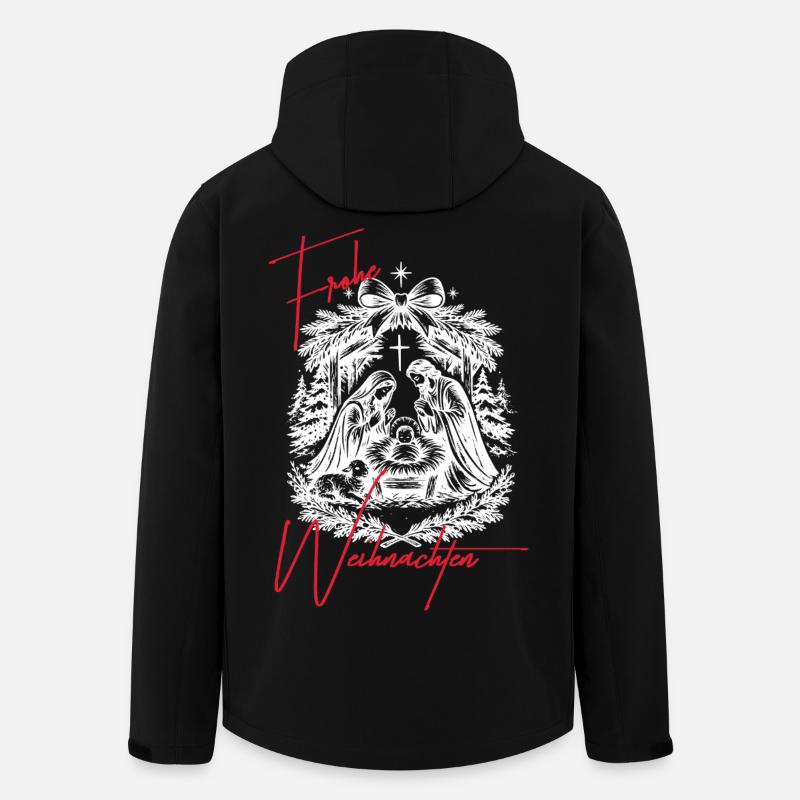 Weihnachtskrippe Schwarz Weiß - Recycelte Männer Softshell-Jacke von Stanley/Stella - Schwarz