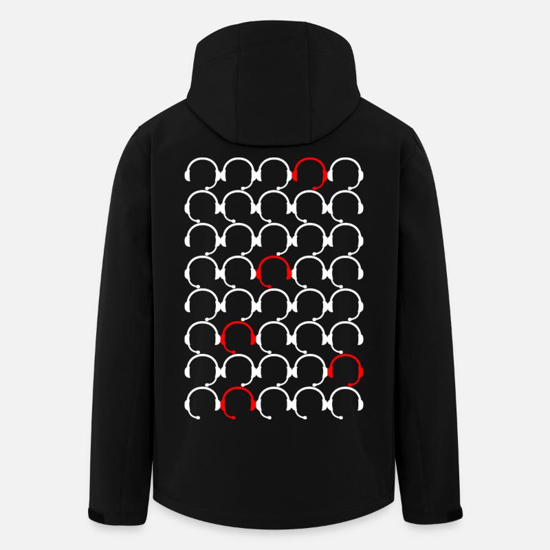 Motif casque avec accents rouges - Veste softshell homme en polyester recyclé Stanley/Stella - noir
