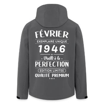 80-jähriges Jubiläum – Februar 1946 Perfektion - Recycelte Männer Softshell-Jacke von Stanley/Stella - Schwarz - Hinten - AI Model Male 185 light (185cm)