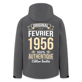 Anniversaire 70 ans - Original - Février 1956 - Veste softshell homme en polyester recyclé Stanley/Stella - noir - Dos - AI Model Male 185 light (185cm)