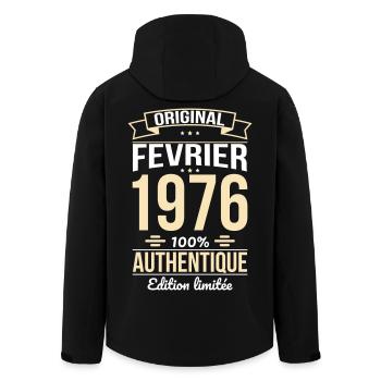 Anniversaire 50 ans - Original - Février 1976 - Veste softshell homme en polyester recyclé Stanley/Stella - noir - Dos - AI Model Male 185 light (185cm)