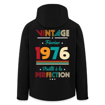Anniversaire 50 ans - Vintage - Février 1976 - Veste softshell homme en polyester recyclé Stanley/Stella - noir - Dos - AI Model Male 185 light (185cm)