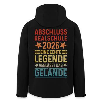 Abschluss 2026 Realschule Legende verlässt Gelände - Recycelte Männer Softshell-Jacke von Stanley/Stella - Schwarz - Hinten - AI Model Male 185 light (185cm)