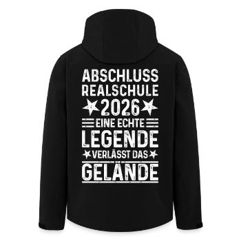 Abschluss 2026 Realschule - Legende Gelände - Recycelte Männer Softshell-Jacke von Stanley/Stella - Schwarz - Hinten - AI Model Male 185 light (185cm)