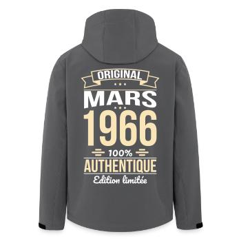Anniversaire 60 ans - Original - Mars 1966 - Veste softshell homme en polyester recyclé Stanley/Stella - noir - Dos - AI Model Male 185 light (185cm)