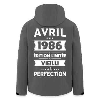Anniversaire 40 ans - Avril 1986 Perfection - Veste softshell homme en polyester recyclé Stanley/Stella - noir - Dos - AI Model Male 185 light (185cm)