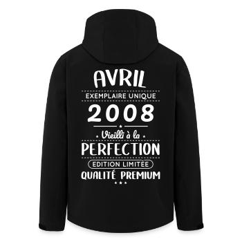 Anniversaire 18 ans - Avril 2008 Perfection - Veste softshell homme en polyester recyclé Stanley/Stella - noir - Dos - AI Model Male 185 light (185cm)