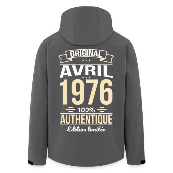 50th Anniversary - Original - April 1976 - Men’s Recycled Softshell Jacket by Stanley/Stella - black - Back - AI Model Male 185 light (185cm)