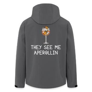 Ils me voient Aperollin' – Summer Drink Spritz - Veste softshell homme en polyester recyclé Stanley/Stella - noir - Dos - AI Model Male 185 light (185cm)