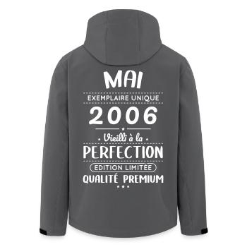Anniversaire 20 ans - Mai 2006 Perfection - Veste softshell homme en polyester recyclé Stanley/Stella - noir - Dos - AI Model Male 185 light (185cm)