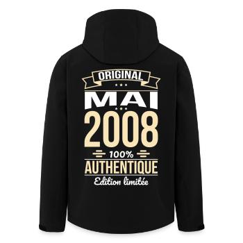 Anniversaire 18 ans - Original - Mai 2008 - Veste softshell homme en polyester recyclé Stanley/Stella - noir - Dos - AI Model Male 185 light (185cm)
