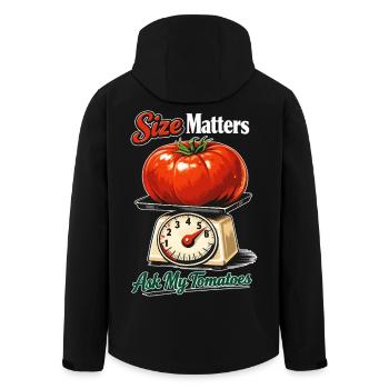 Size Matters: Lustige Riesen-Tomate auf Waage - Recycelte Männer Softshell-Jacke von Stanley/Stella - Schwarz - Hinten - AI Model Male 185 light (185cm)