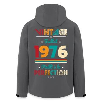 Anniversaire 50 ans - Vintage - Juillet 1976 - Veste softshell homme en polyester recyclé Stanley/Stella - noir - Dos - AI Model Male 185 light (185cm)