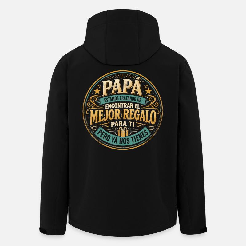 Dad Best Gift Kids Spanish Design - Men’s Recycled Softshell Jacket by Stanley/Stella - black