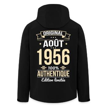 Anniversaire 70 ans - Original - Août 1956 - Veste softshell homme en polyester recyclé Stanley/Stella - noir - Dos - AI Model Male 185 light (185cm)