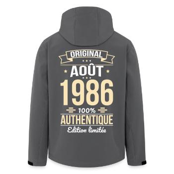 Anniversaire 40 ans - Original - Août 1986 - Veste softshell homme en polyester recyclé Stanley/Stella - noir - Dos - AI Model Male 185 light (185cm)
