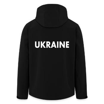 Ukraine - Recycelte Männer Softshell-Jacke von Stanley/Stella - Schwarz - Hinten - AI Model Male 185 light (185cm)