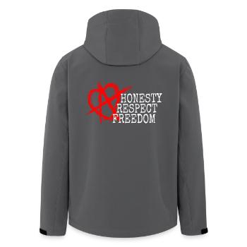 Beziehungsanarchie Spruch Honesty Respect Freedom - Recycelte Männer Softshell-Jacke von Stanley/Stella - Schwarz - Hinten - AI Model Male 185 light (185cm)