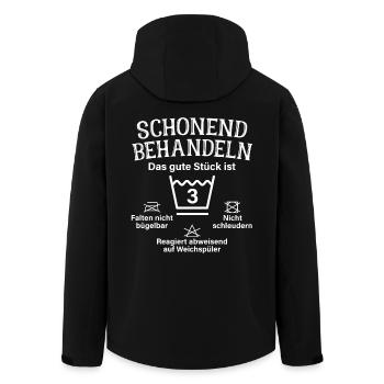 Schonend Behandeln 3 Geschenk Zum 3. Geburtstag - Recycelte Männer Softshell-Jacke von Stanley/Stella - Schwarz - Hinten - AI Model Male 185 light (185cm)