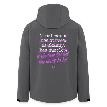 A Real Woman Is Whatever She Wants To Be Feminist - Recycelte Männer Softshell-Jacke von Stanley/Stella - Anthrazit - Hinten - AI Model Male 185 light (185cm)