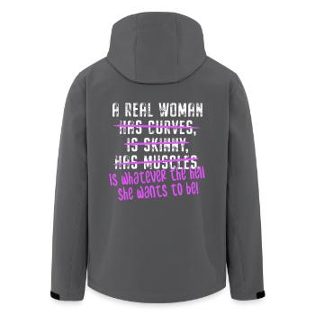 A Real Woman Is Whatever She Wants To Be Feminist - Recycelte Männer Softshell-Jacke von Stanley/Stella - Anthrazit - Hinten - AI Model Male 185 light (185cm)