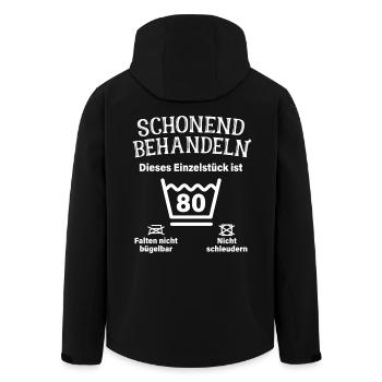 Schonend Behandeln 80. Geburtstag Einzelstück 80 - Recycelte Männer Softshell-Jacke von Stanley/Stella - Schwarz - Hinten - AI Model Male 185 light (185cm)