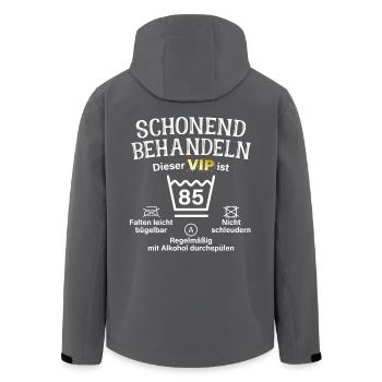 85. Geburtstag Schonend Behandeln 85 VIP ist 85 - Recycelte Männer Softshell-Jacke von Stanley/Stella - Schwarz - Hinten - AI Model Male 185 light (185cm)