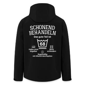 68. Geburtstag Schonend Behandeln 68 Teil Ist 68 - Recycelte Männer Softshell-Jacke von Stanley/Stella - Schwarz - Hinten - AI Model Male 185 light (185cm)