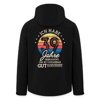 39. Geburtstag Geschenk Habe 39 Jahre Gebraucht - Recycelte Männer Softshell-Jacke von Stanley/Stella - Schwarz - Hinten - AI Model Male 185 light (185cm)