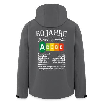 80 Jahre Feinste Qualität Geschenk 80. Geburtstag - Recycelte Männer Softshell-Jacke von Stanley/Stella - Schwarz - Hinten - AI Model Male 185 light (185cm)