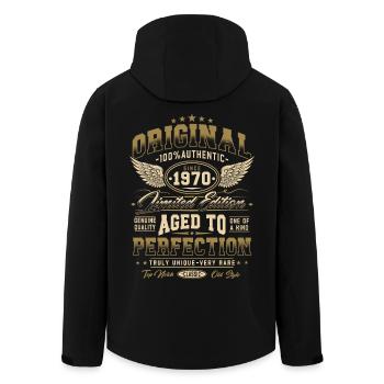 Original des années 1970 Vintage Born Cadeau d’anniversaire - Veste softshell homme en polyester recyclé Stanley/Stella - noir - Dos - AI Model Male 185 light (185cm)