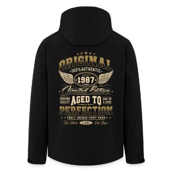 Original 1987 Jahrgang geboren Geburtstag Geschenk - Recycelte Männer Softshell-Jacke von Stanley/Stella - Schwarz - Hinten - AI Model Male 185 light (185cm)