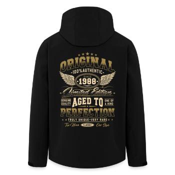 Original 1988 Vintage Born Birthday Gift - Men’s Recycled Softshell Jacket by Stanley/Stella - black - Back - AI Model Male 185 light (185cm)