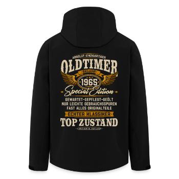 Oldtimer 1965 Jahrgang geboren Geburtstag Geschenk - Recycelte Männer Softshell-Jacke von Stanley/Stella - Schwarz - Hinten - AI Model Male 185 light (185cm)