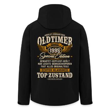 Oldtimer 1995 Jahrgang geboren Geburtstag Geschenk - Recycelte Männer Softshell-Jacke von Stanley/Stella - Schwarz - Hinten - AI Model Male 185 light (185cm)