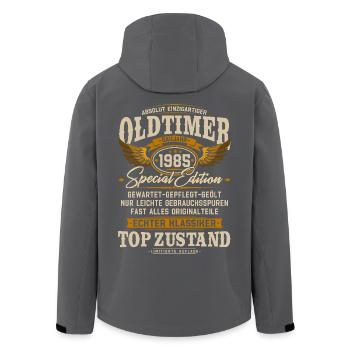Oldtimer 1985 Jahrgang geboren Geburtstag Geschenk - Recycelte Männer Softshell-Jacke von Stanley/Stella - Schwarz - Hinten - AI Model Male 185 light (185cm)