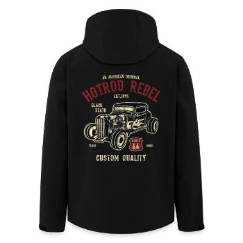 AMERICAN HOTROD - Hotrod Shirt Motiv - Recycelte Männer Softshell-Jacke von Stanley/Stella - Schwarz - Hinten - AI Model Male 185 light (185cm)
