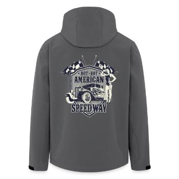 SPEEDWAY AMERICAN HOTRODS - Hot Rod Gift - Men’s Recycled Softshell Jacket by Stanley/Stella - anthracite - Back - AI Model Male 185 light (185cm)