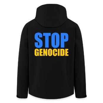 Stop genocide - Men’s Recycled Softshell Jacket by Stanley/Stella - black - Back - AI Model Male 185 light (185cm)