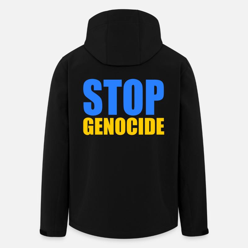 Stop genocide - Veste softshell homme en polyester recyclé Stanley/Stella - noir