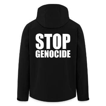Stop genocide - Men’s Recycled Softshell Jacket by Stanley/Stella - black - Back - AI Model Male 185 light (185cm)