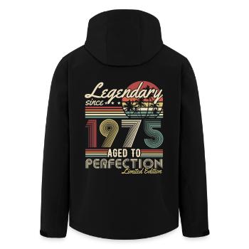 Legendary Since 1975 Vintage Birthday Gift - Men’s Recycled Softshell Jacket by Stanley/Stella - black - Back - AI Model Male 185 light (185cm)