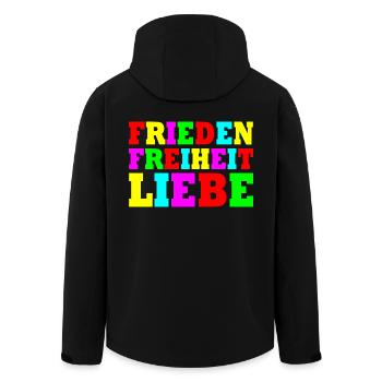 Frieden freiheit liebe - Recycelte Männer Softshell-Jacke von Stanley/Stella - Schwarz - Hinten - AI Model Male 185 light (185cm)