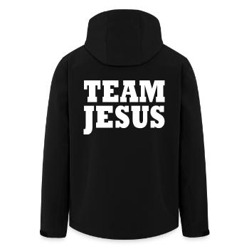 Team jesus - Men’s Recycled Softshell Jacket by Stanley/Stella - black - Back - AI Model Male 185 light (185cm)