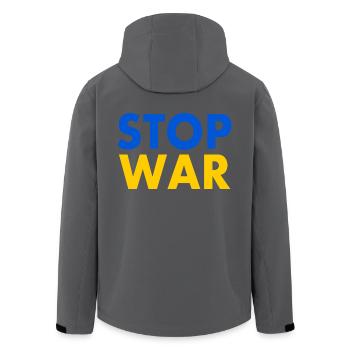 Stop war - Men’s Recycled Softshell Jacket by Stanley/Stella - black - Back - AI Model Male 185 light (185cm)